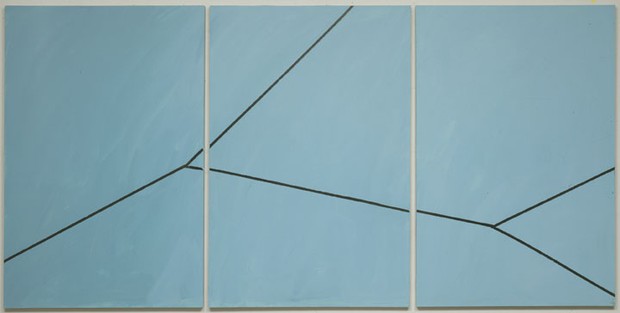 The Lehmann Maupin Gallery in Chelsea has gathered a number of significant minimalist and abstract works in the group show 'The Parallax View.'  Above, Mary Heilmann's 'Pacific Ocean,' from 1998.